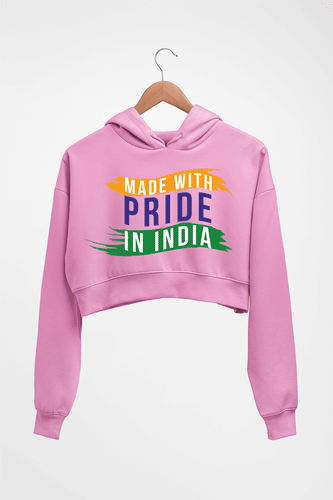 Made in India Crop HOODIE FOR WOMEN-Light Baby Pink-Ektarfa.online