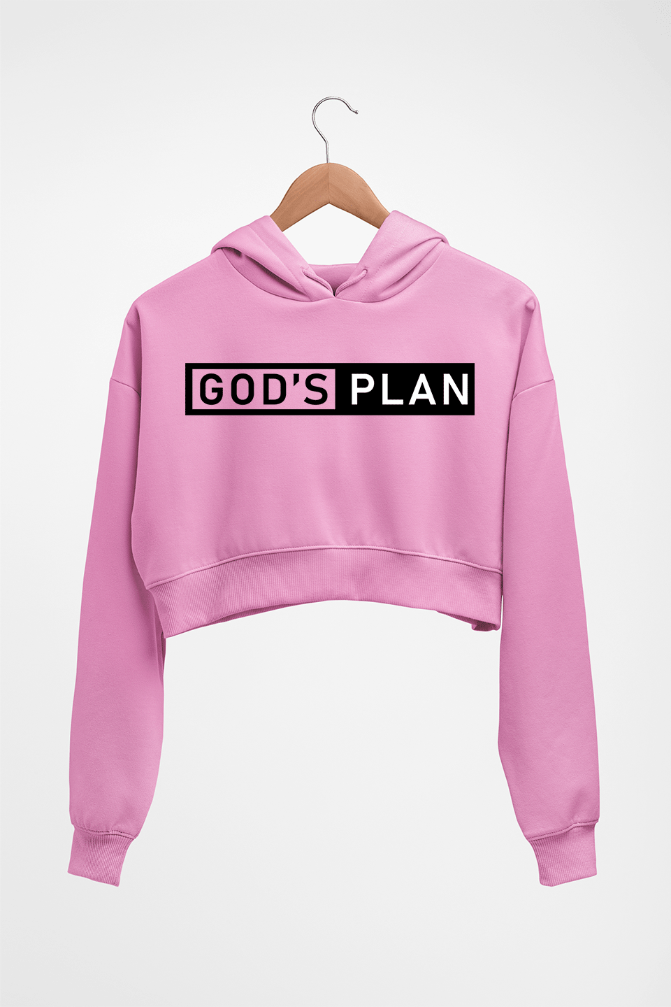 God's plan Crop HOODIE FOR WOMEN-Light Baby Pink-Ektarfa.online