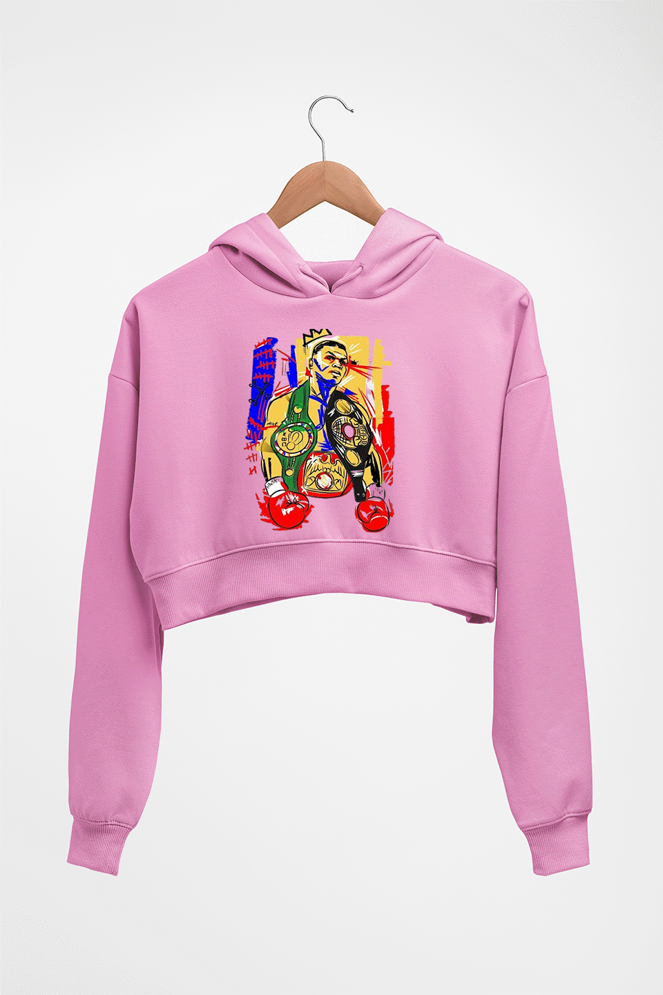 Mike Tyson Crop HOODIE FOR WOMEN-Light Baby Pink-Ektarfa.online