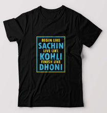 Load image into Gallery viewer, CRICKET Sachin Kohli Dhoni T-Shirt for Men-S(38 Inches)-Black-Ektarfa.online
