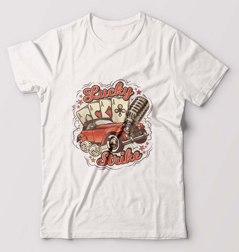 Poker T-Shirt for Men-S(38 Inches)-White-Ektarfa.online