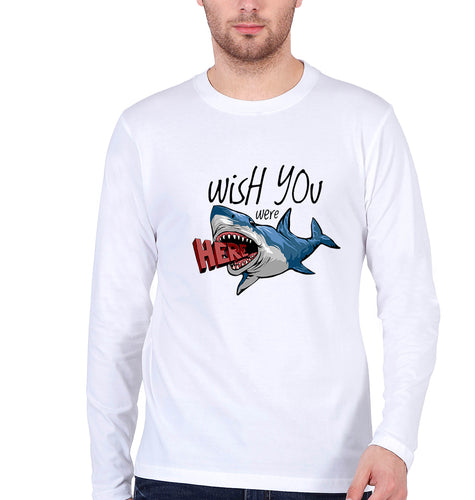 Shark Full Sleeves T-Shirt for Men-White-Ektarfa.online