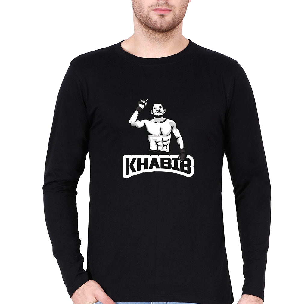 Khabib Nurmagomedov Full Sleeves T-Shirt for Men-S(38 Inches)-Black-Ektarfa.online