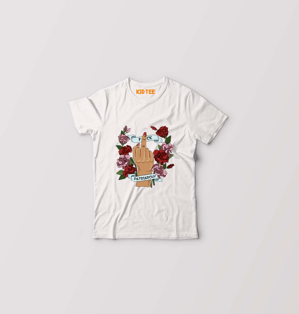 Fuck Patriarchy Kids T-Shirt for Boy/Girl-White-Ektarfa.online