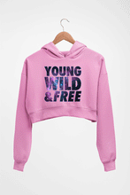 Load image into Gallery viewer, Young Wild Free Crop HOODIE FOR WOMEN-Light Baby Pink-Ektarfa.online
