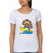 Load image into Gallery viewer, Monkey Banana T-Shirt for Women-XS(32 Inches)-White-Ektarfa.online
