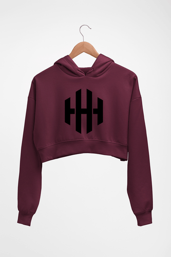 Triple H WWE Crop HOODIE FOR WOMEN-Maroon-Ektarfa.online