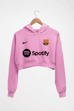 Load image into Gallery viewer, Barcelona 2022-23 Crop HOODIE FOR WOMEN-Light Baby Pink-Ektarfa.online
