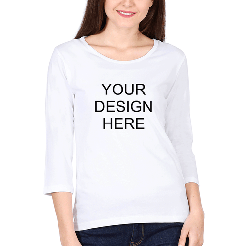 Customized-Custom-Personalized Full Sleeves T-Shirt for Women-S(34 Inches)-White-ektarfa.com