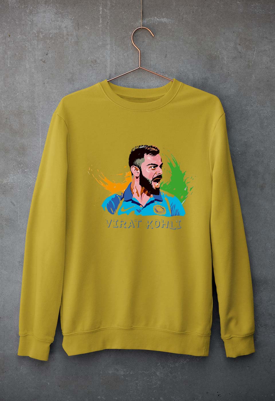 Virat Kohli Unisex Sweatshirt for Men/Women-Mustard Yellow-Ektarfa.online