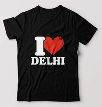 Load image into Gallery viewer, I Love Delhi T-Shirt for Men-S(38 Inches)-Black-Ektarfa.online
