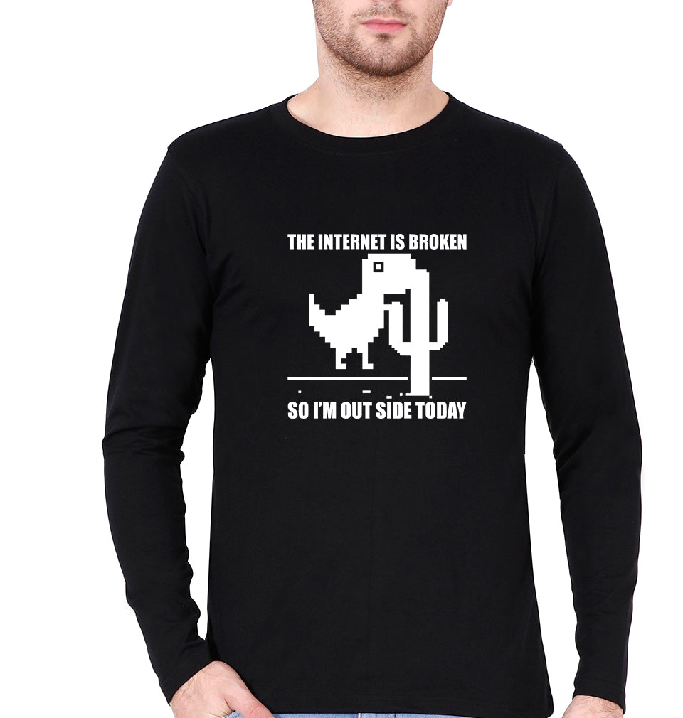 Internet Full Sleeves T-Shirt for Men-Black-Ektarfa.online