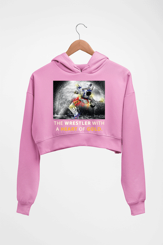 Yogeshwar Dutt Crop HOODIE FOR WOMEN-Light Baby Pink-Ektarfa.online