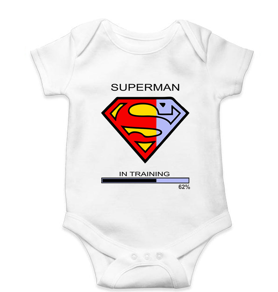 Superman Gym Kids Romper For Baby Boy/Girl-0-5 Months(18 Inches)-White-Ektarfa.online