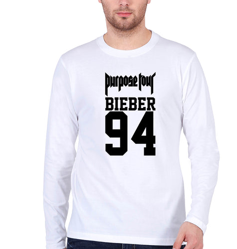 Purpose Tour Bieber Full Sleeves T-Shirt for Men-White-Ektarfa.online