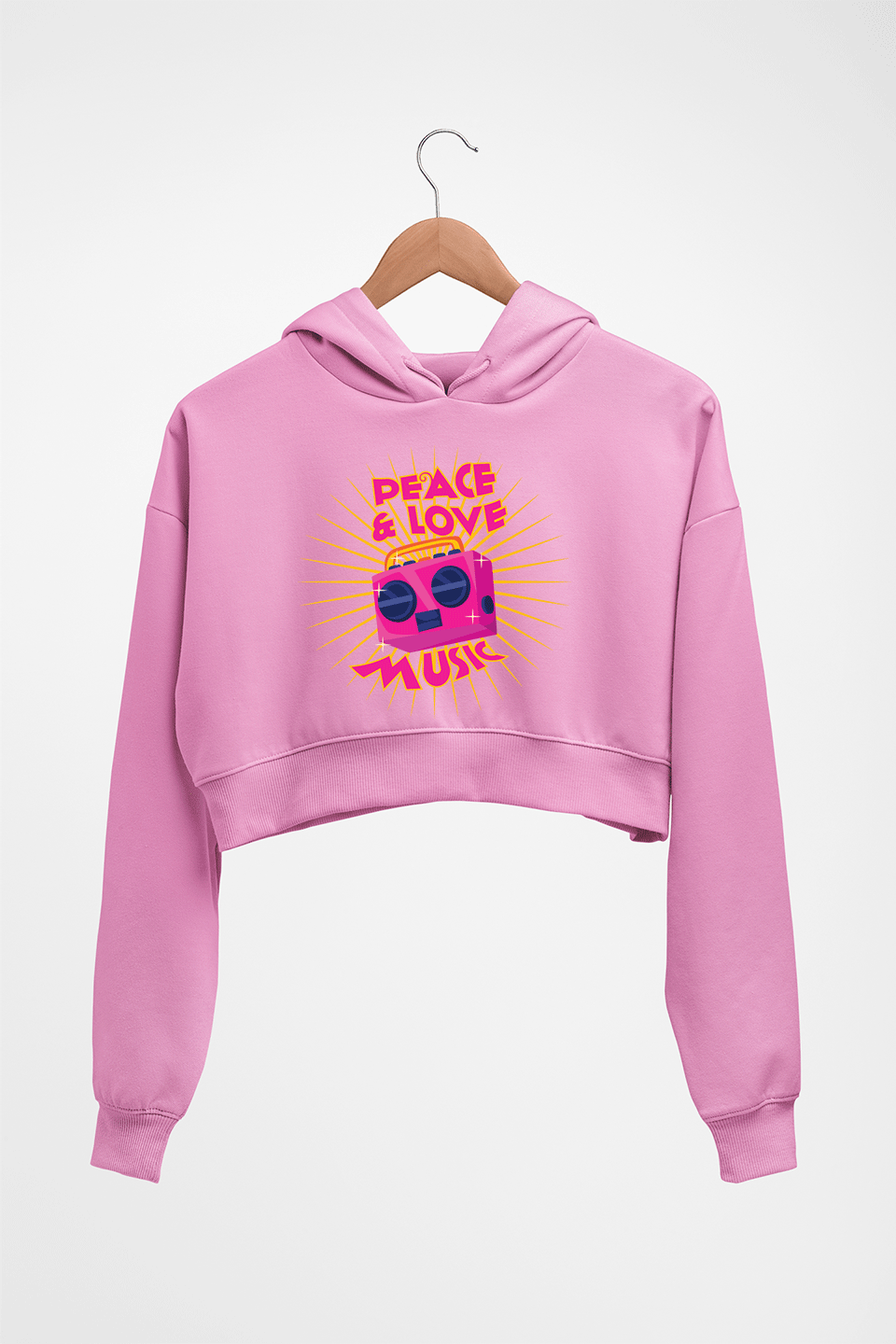Psychedelic Music Peace Love Crop HOODIE FOR WOMEN