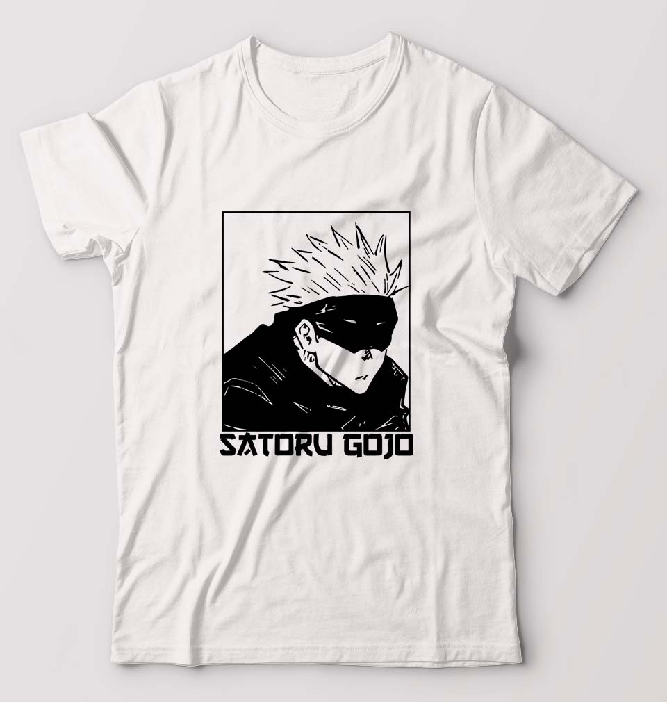 Gojo Satoru Anime T-Shirt for Men-S(38 Inches)-White-Ektarfa.online