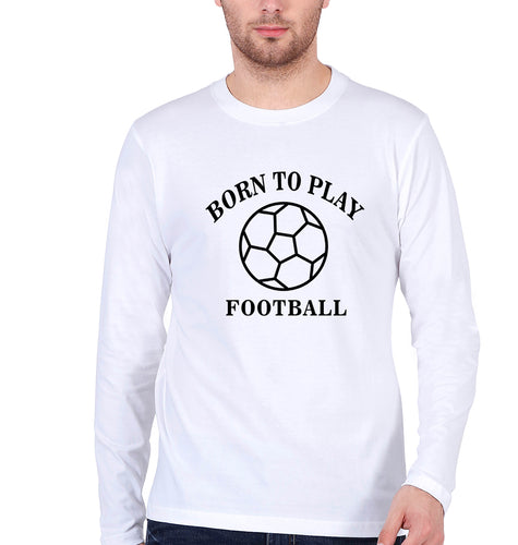 Play Football Full Sleeves T-Shirt for Men-S(38 Inches)-White-Ektarfa.online