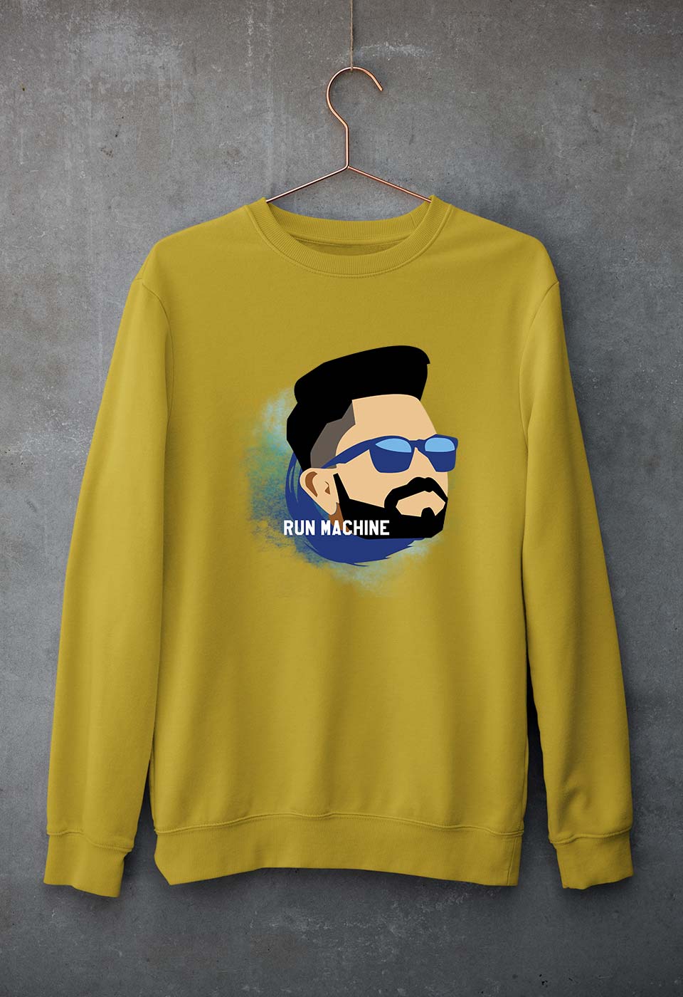 Virat Kohli Unisex Sweatshirt for Men/Women-S(40 Inches)-Mustard Yellow-Ektarfa.online