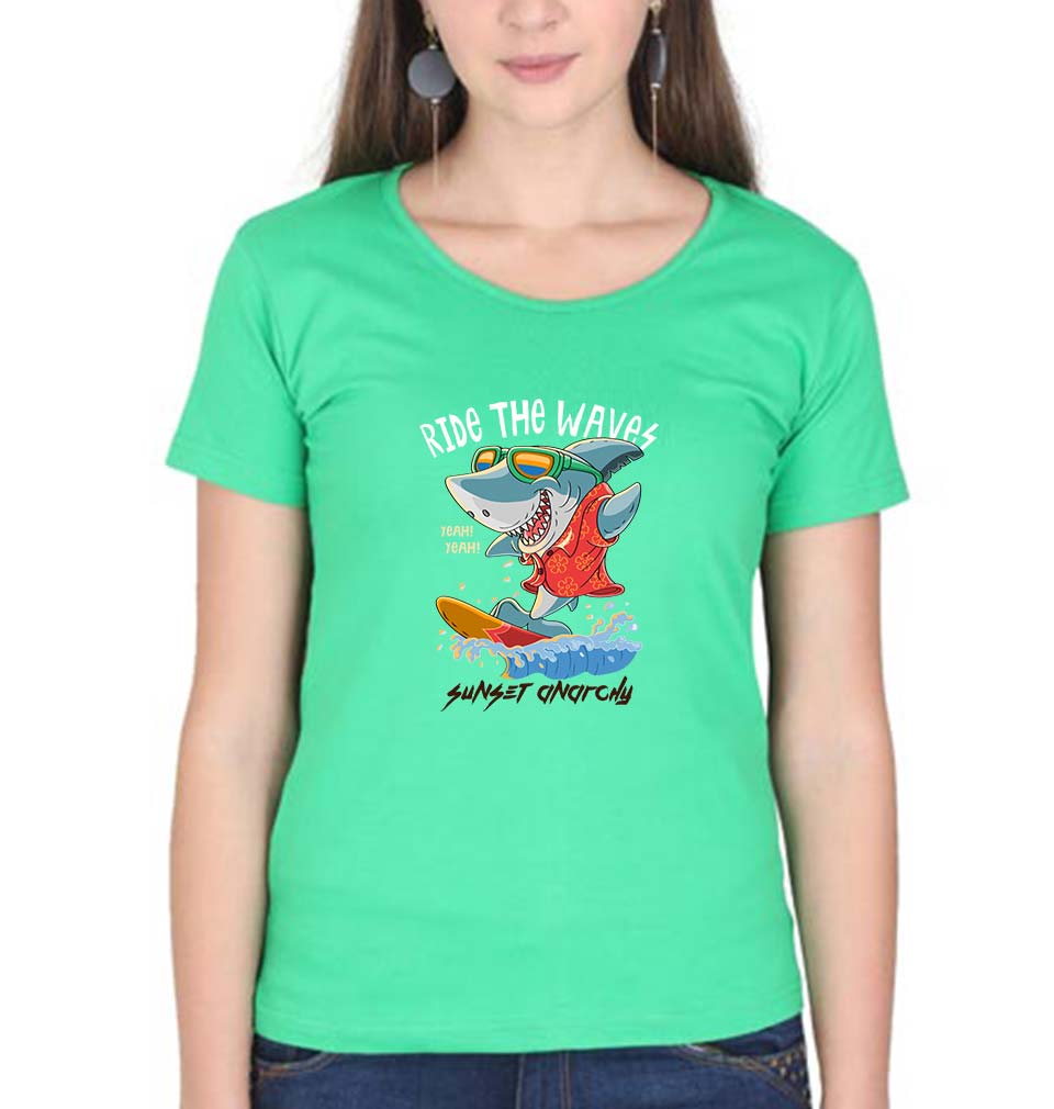 Shark T-Shirt for Women-XS(32 Inches)-Flag Green-Ektarfa.online