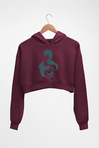 Bruce Lee Crop HOODIE FOR WOMEN-Maroon-Ektarfa.online