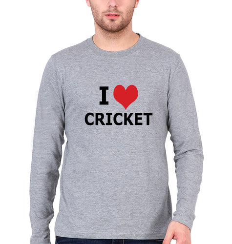 Love Cricket Full Sleeves T-Shirt for Men-Grey Melange-Ektarfa.online
