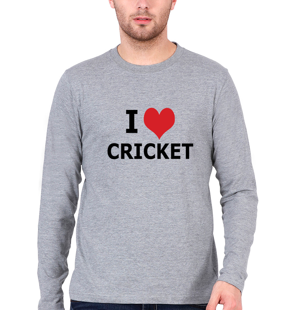 Love Cricket Full Sleeves T-Shirt for Men-Grey Melange-Ektarfa.online