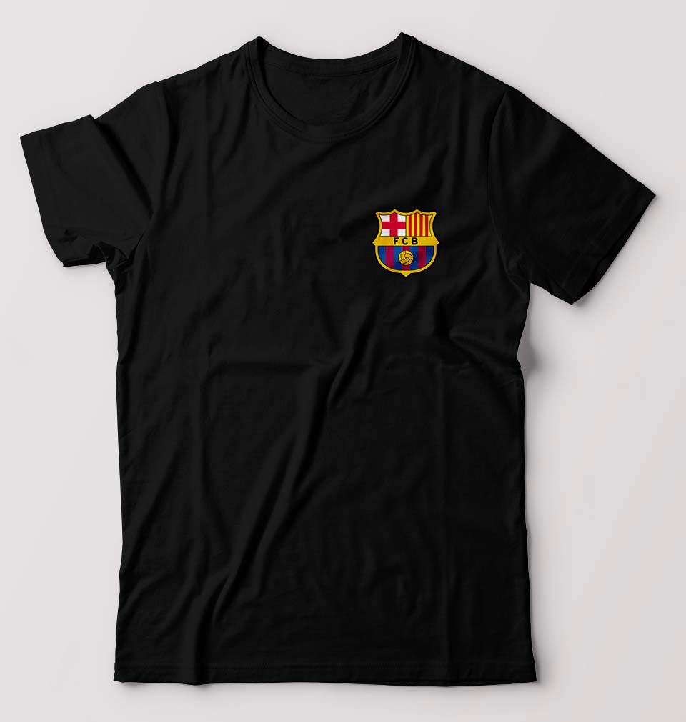 Barcelona Logo T-Shirt for Men-S(38 Inches)-Black-Ektarfa.online