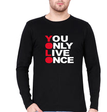 Load image into Gallery viewer, You Live Only Once(YOLO) Full Sleeves T-Shirt for Men-S(38 Inches)-Black-Ektarfa.online
