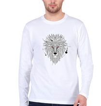 Load image into Gallery viewer, Lion Full Sleeves T-Shirt for Men-S(38 Inches)-White-Ektarfa.online
