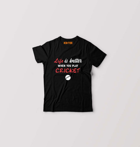 Play Cricket Kids T-Shirt for Boy/Girl-Black-Ektarfa.online