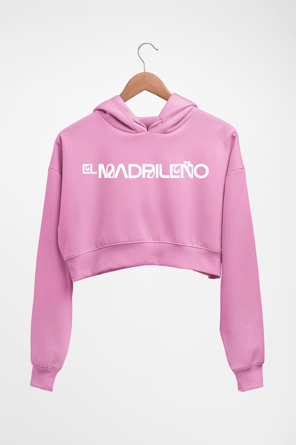 El Madrileño Crop HOODIE FOR WOMEN-Light Baby Pink-Ektarfa.online