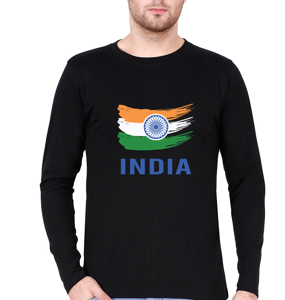 India Full Sleeves T-Shirt for Men-Black-Ektarfa.online
