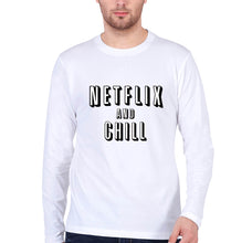 Load image into Gallery viewer, Netflix and Chill Full Sleeves T-Shirt for Men-White-Ektarfa.online
