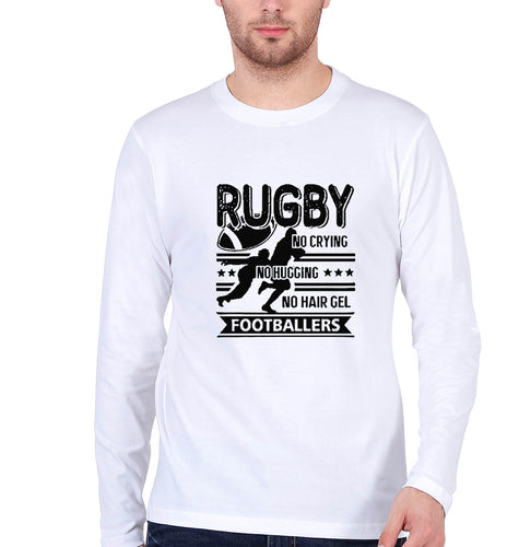 Rugby Full Sleeves T-Shirt for Men-White-Ektarfa.online