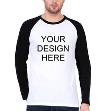 Load image into Gallery viewer, Customized-Custom-Personalized Raglan Full Sleeves T-Shirt for Men-S(38 Inches)-White-Black-ektarfa.com
