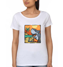 Load image into Gallery viewer, Shark T-Shirt for Women-XS(32 Inches)-White-Ektarfa.online
