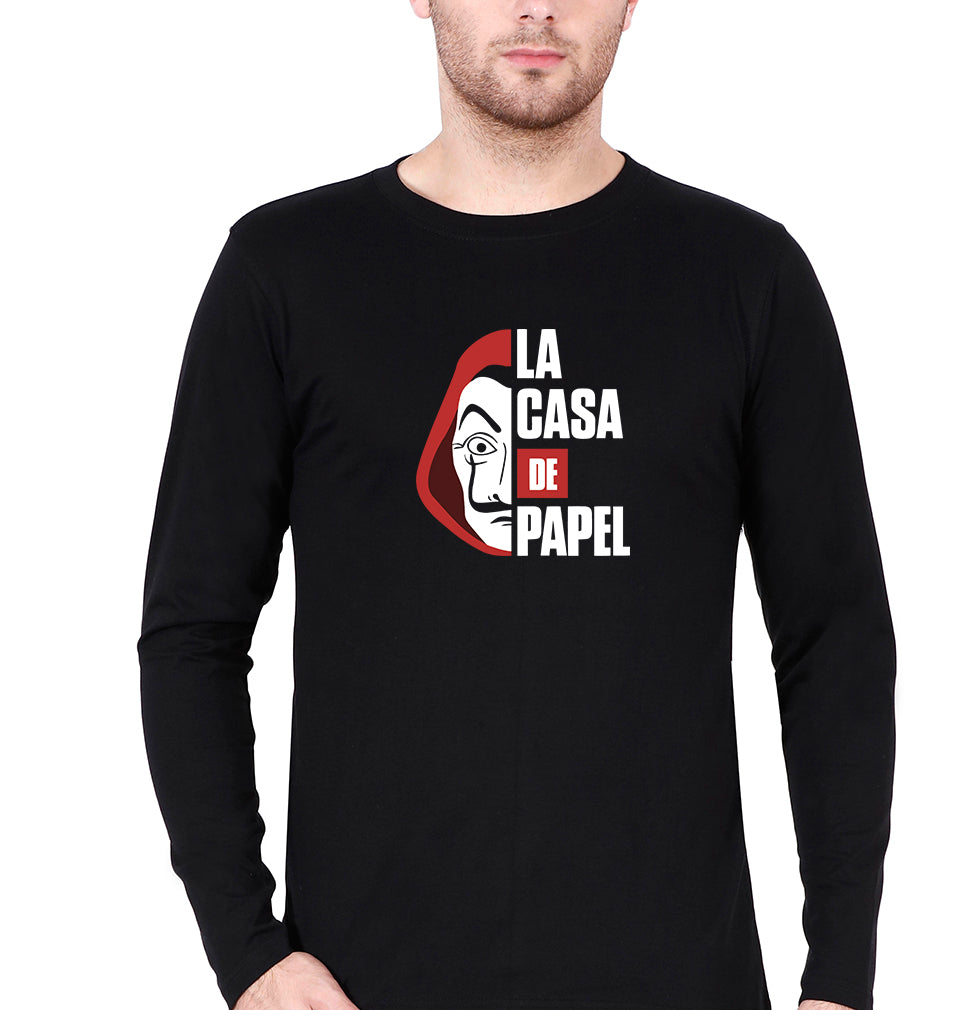 Money Heist Full Sleeves T-Shirt for Men-Black-Ektarfa.online