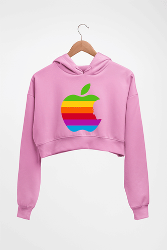 Steve Jobs Apple Crop HOODIE FOR WOMEN-Light Baby Pink-Ektarfa.online