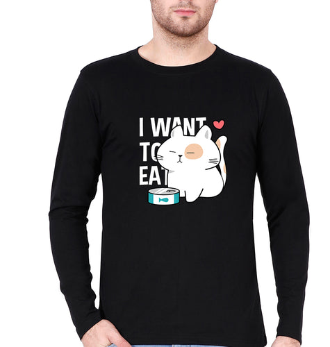 Cat Full Sleeves T-Shirt for Men-Black-Ektarfa.online