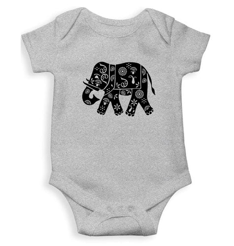 Elephant Kids Romper For Baby Boy/Girl-0-5 Months(18 Inches)-Grey-Ektarfa.online