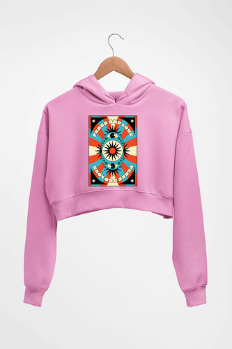 Psychedelic Peace and Love Crop HOODIE FOR WOMEN-Light Baby Pink-Ektarfa.online