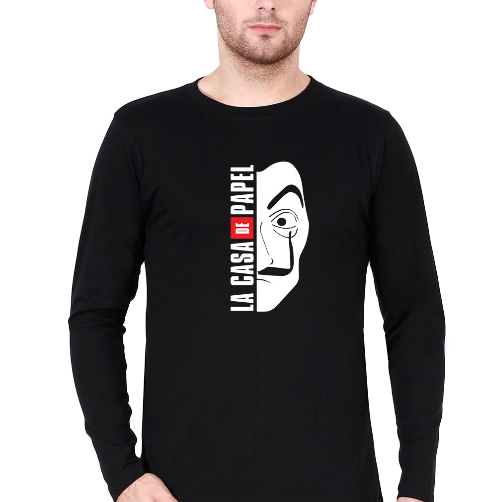 Money Heist Full Sleeves T-Shirt for Men-Black-Ektarfa.online