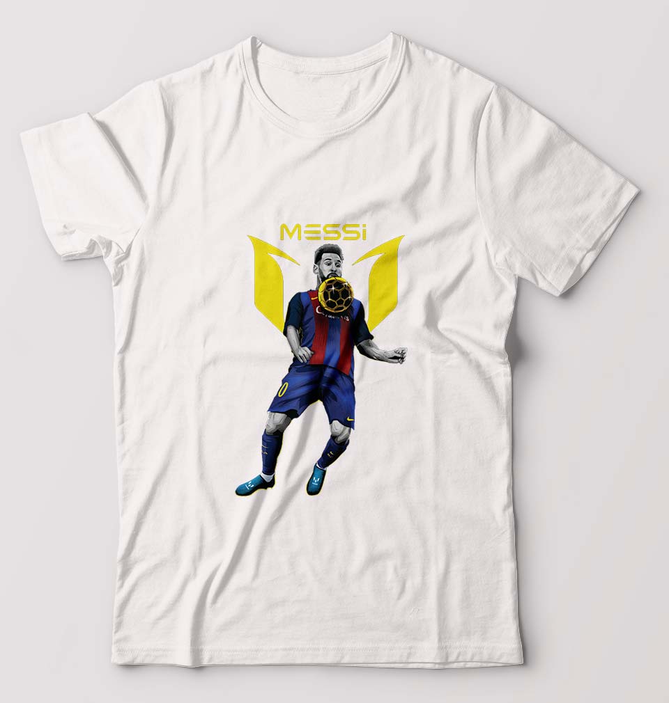 Messi T-Shirt for Men-S(38 Inches)-White-Ektarfa.online