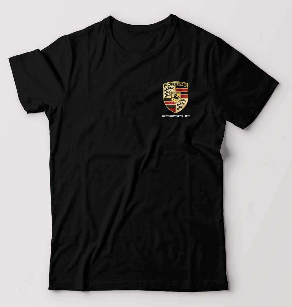 Porsche Pocket Logo T-Shirt for Men-S(38 Inches)-Black-Ektarfa.online