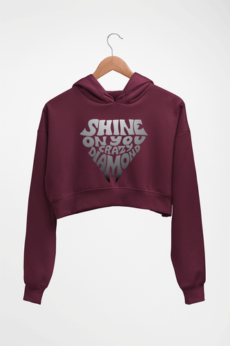 Shine on You Crazy Diamond Crop HOODIE FOR WOMEN-Maroon-Ektarfa.online
