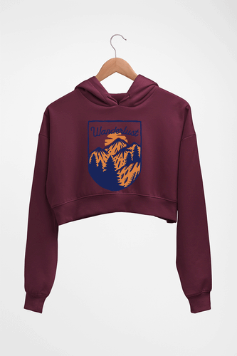 Wanderlust Crop HOODIE FOR WOMEN-Maroon-Ektarfa.online