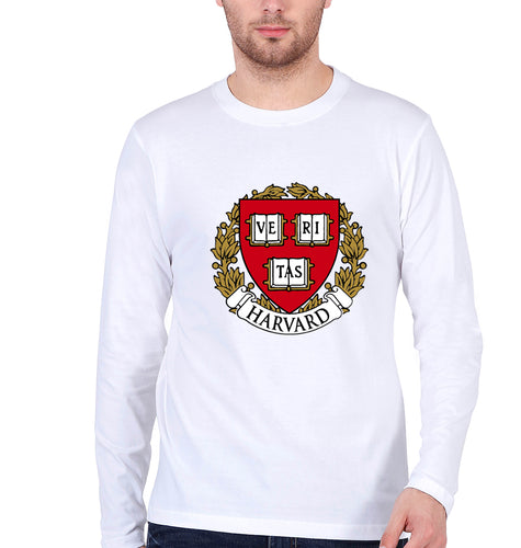 Harvard University Full Sleeves T-Shirt for Men-White-Ektarfa.online
