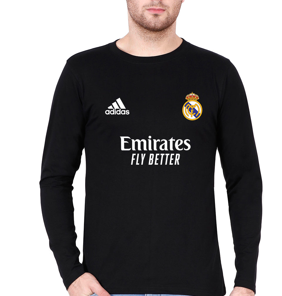 Real Madrid 2021-22 Full Sleeves T-Shirt for Men-S(38 Inches)-Black-Ektarfa.online