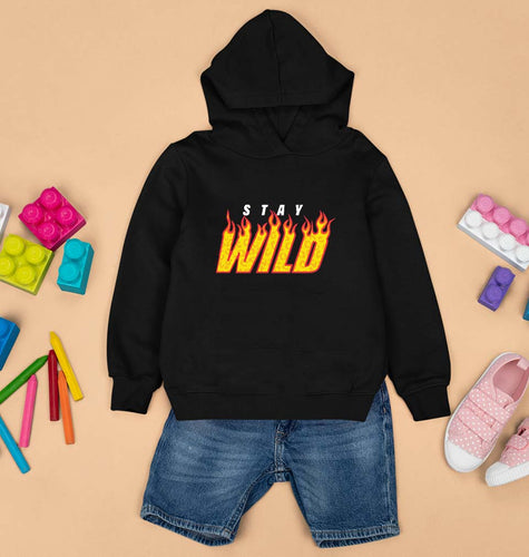 Stay Wild Kids Hoodie for Boy/Girl-0-1 Year(22 Inches)-Black-Ektarfa.online